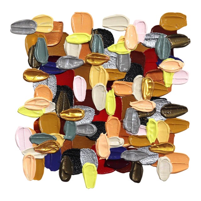 Gold - Impasto Thick Paint Earth Tone Neutral Abstract Painting Original Artwork by Shiri Phillips For Sale