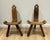 Brown Pair of low three-legged brutalist chairs. French work. Circa 1950 For Sale - Image 8 of 9