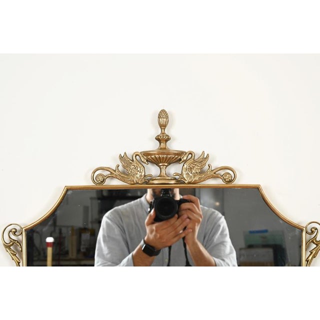 1950s Large Neoclassical Italian Shield Brass Wall Mirror by Gio Ponti, 1950s For Sale - Image 5 of 10