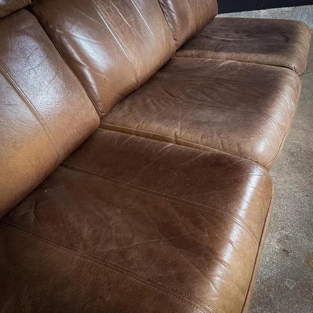 Mid-Century Modular Sofa in Dark Brown Leather, Set of 3 For Sale - Image 6 of 12