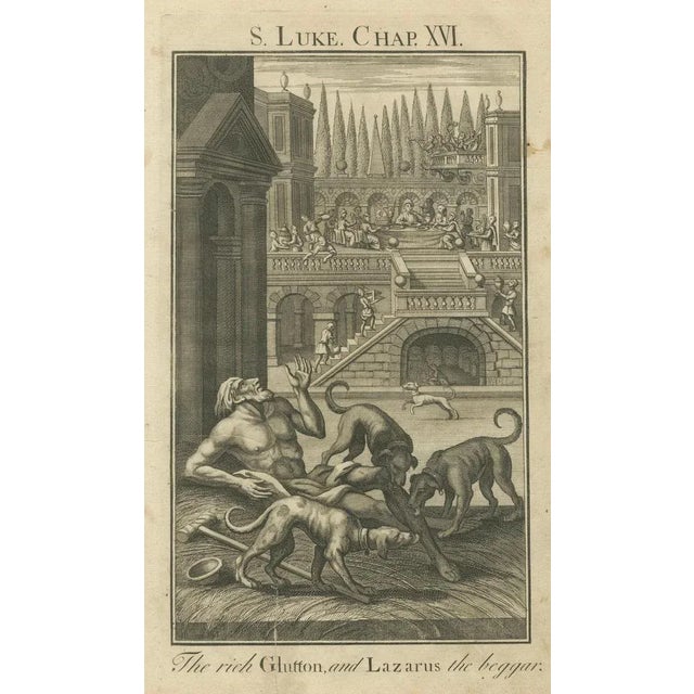 The Rich Glutton and Lazarus, Luke XVI Biblical Scene, 1735, Engraving For Sale - Image 6 of 10