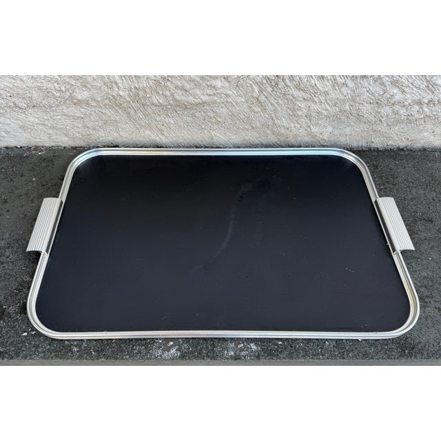 Mid-Century Modern Kaymet Ribbed Tray Art Deco Style Anodized Aluminum Laminate 23” For Sale - Image 3 of 6