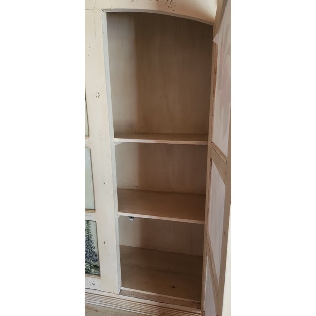 Antique White Distressed Antique White French Country Style China Cupboard Hutch With Shelves and Drawers For Sale - Image 8 of 10