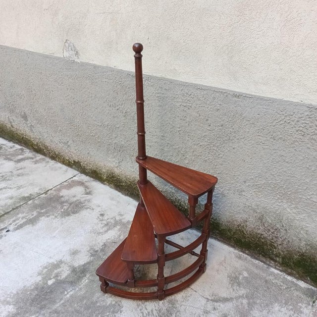 Small 4-Step Wooden Library Ladder, Italy, 1960s For Sale - Image 9 of 12