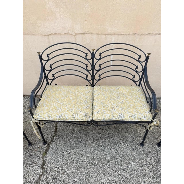 Metal Contemporary Scrolling Wrought Iron Patio Loveseat & Arm Chair Set - 4 PCS For Sale - Image 7 of 18
