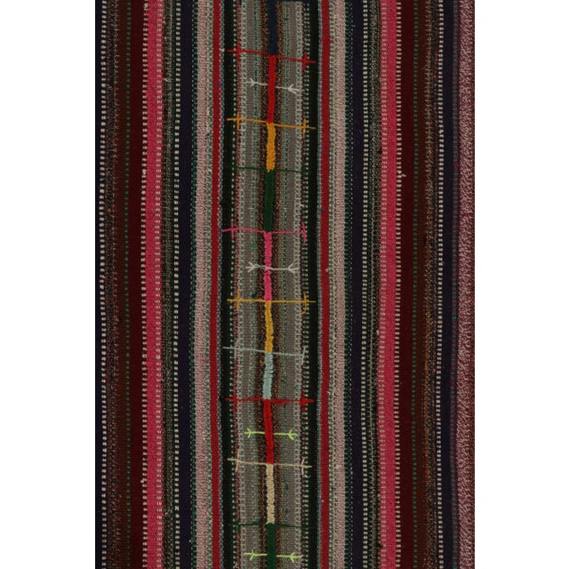 1950s Vintage Chaput Kilim Rug in Multicolor Striped Pattern, Polychromatic For Sale In New York - Image 6 of 8
