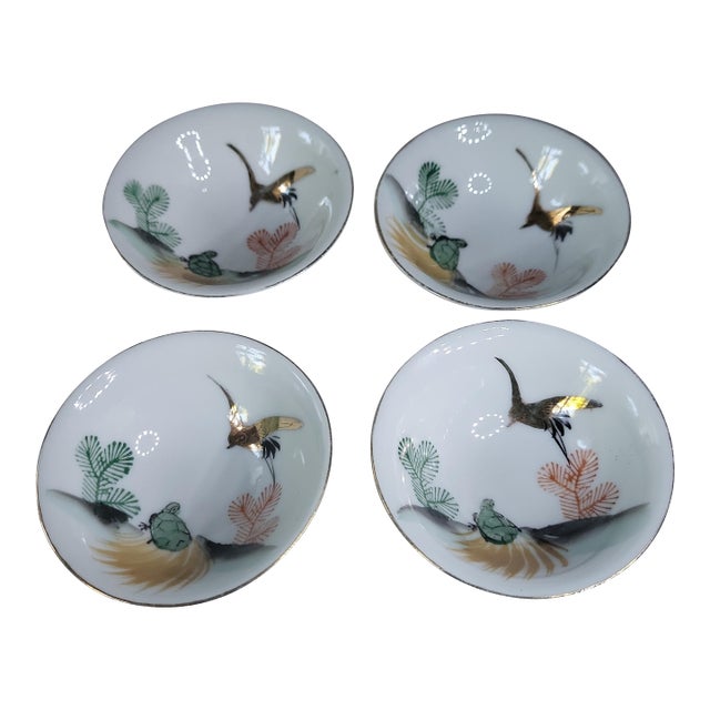 1940s Japanese Open Salt Cellar Sauce Dish - Set of 4 For Sale