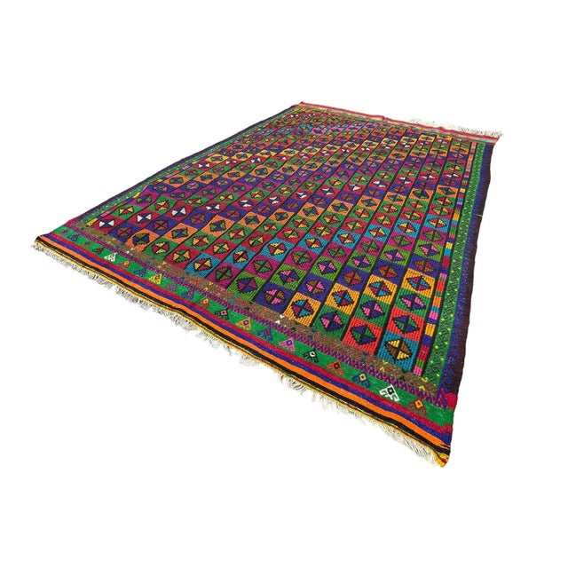 Brown Vintage Turkish Traditional Kilim Rug For Sale - Image 8 of 11