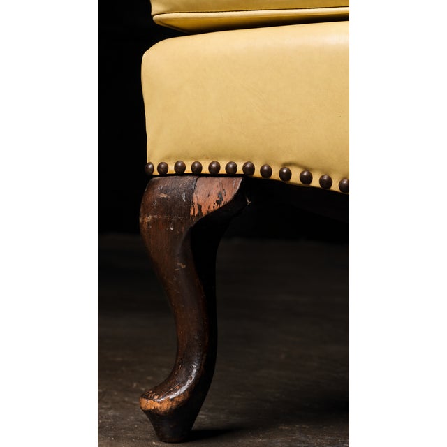 Light Yellow Vintage Canary Yellow Leather Armchair For Sale - Image 8 of 8