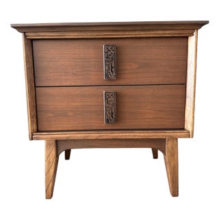 Mid Century Modern Bassett Furniture Walnut "Mayan" Night Stand Fully Restored For Sale