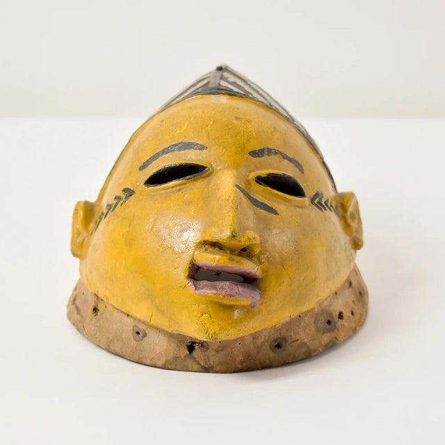 African Early 20th Century Yoruba Gelede Mask Yellow Nigeria Sidley Collection For Sale - Image 3 of 10