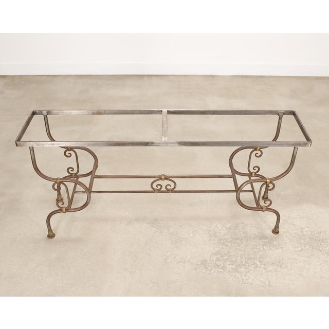 French Belle Époque Steel Marble Bronze Pâtisserie Table Console For Sale - Image 18 of 18