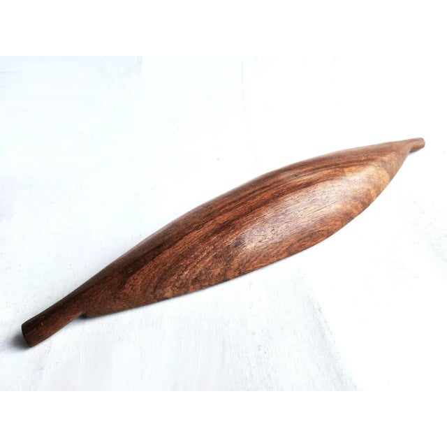 Kalmar Vintage Tropical Hardwood Canoe Shaped Partitioned Snack Bowl For Sale - Image 4 of 10