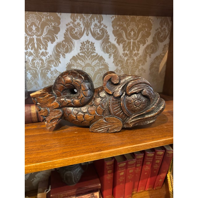 Pair of Antique Carved Wooden Corbels- Classical Dolphin For Sale In Pittsburgh - Image 6 of 10