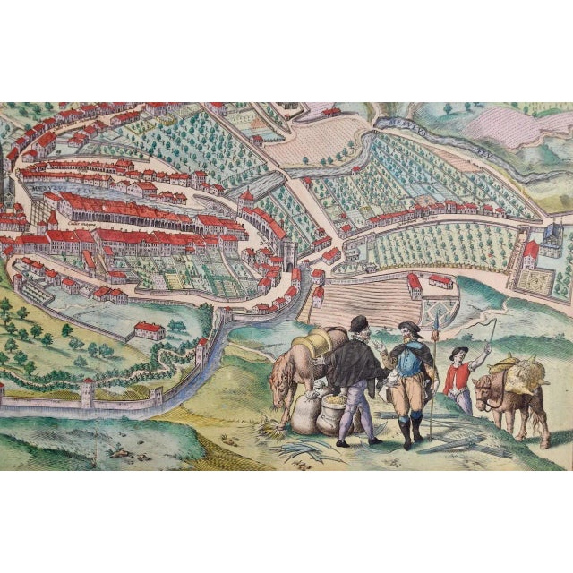 Traditional Seravalle, Italy: A 16th Century Hand-Colored Map by Braun & Hogenberg, 1575 For Sale - Image 3 of 7