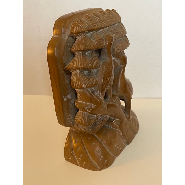 Mid Century Chinese Carved Soapstone Brush Birds Bookends Chairish