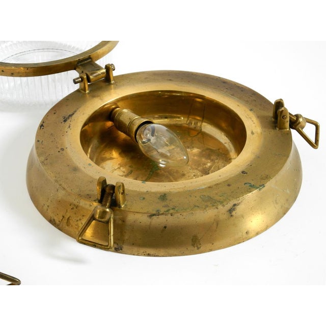 Large Maritime Ship Wall Lamps in Brass and Glass, 1950s, Set of 2 For Sale - Image 12 of 18