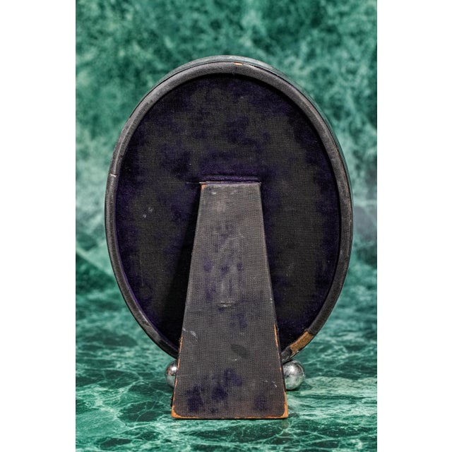 Elegant Large Antique Sterling Silver Engine Turned Striped Oval Picture Frame Domed Glass Home Decor For Sale - Image 9 of 11