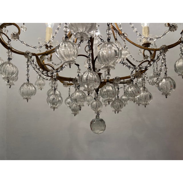 Florentine Gilded Macaroni Murano Glass Chandelier, 1950s For Sale - Image 14 of 18