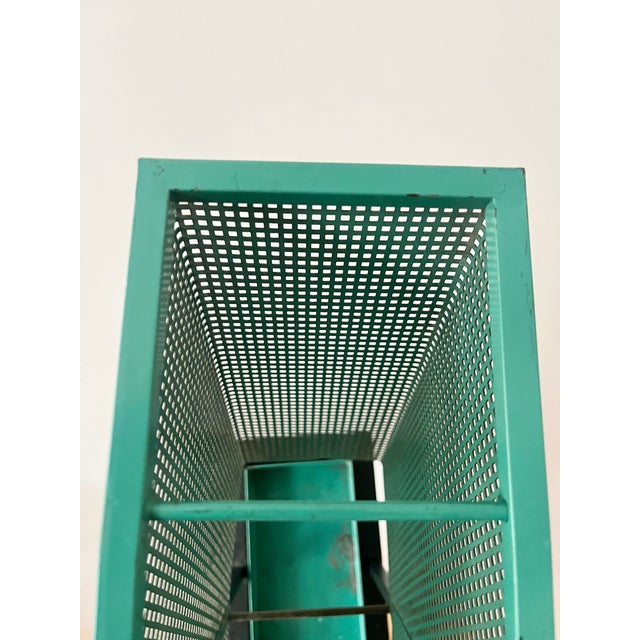 Forest Green Vintage Green and Black Metal Umbrella Stand, 1950s For Sale - Image 8 of 12