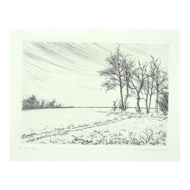 André Roland Brudieux, Landscape, Etching, 1970s For Sale