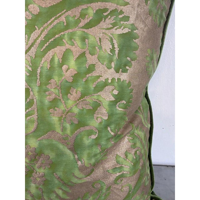 Green Mariano Fortuny Glicine Patterned Pillows, Moss Green & Gold Damask For Sale - Image 8 of 12