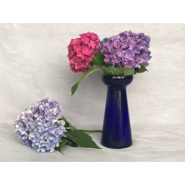 Plant a bulb in this vintage cobalt blue glass hyacinth bulb vase or fill the vessel with flowers and use it as a table...