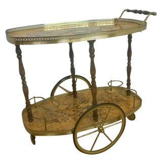 Vintage Italian Marquetry Inlaid Beverage Cart For Sale