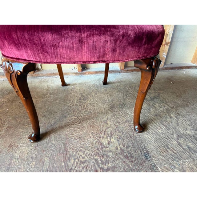 Queen Anne Pair of Vintage George II Queen Anne Style Shepherds Crook Library Open Armchairs by W & J Sloane For Sale - Image 3 of 18