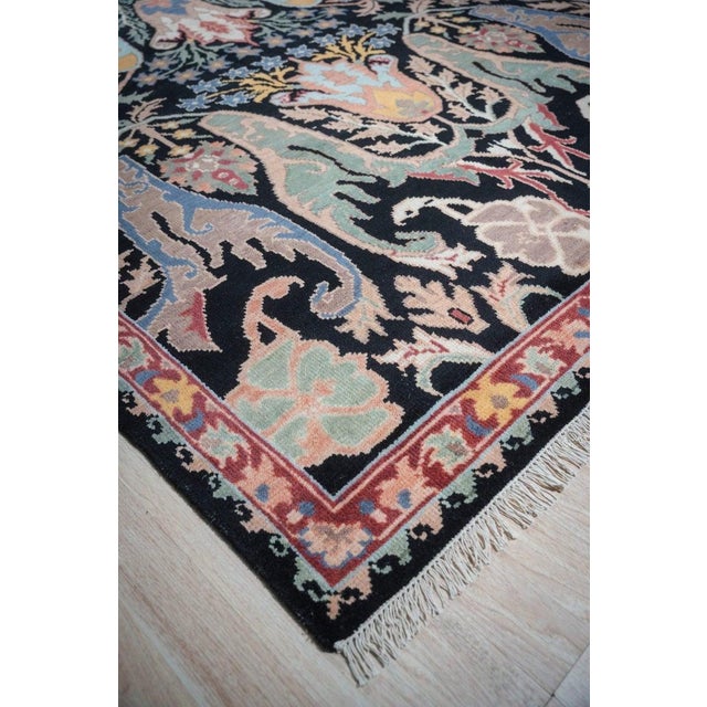 2020s 8x10 Black Hand-Knotted Wool Mythical Beasts Garden Traditional Carpet Rug For Sale - Image 5 of 8