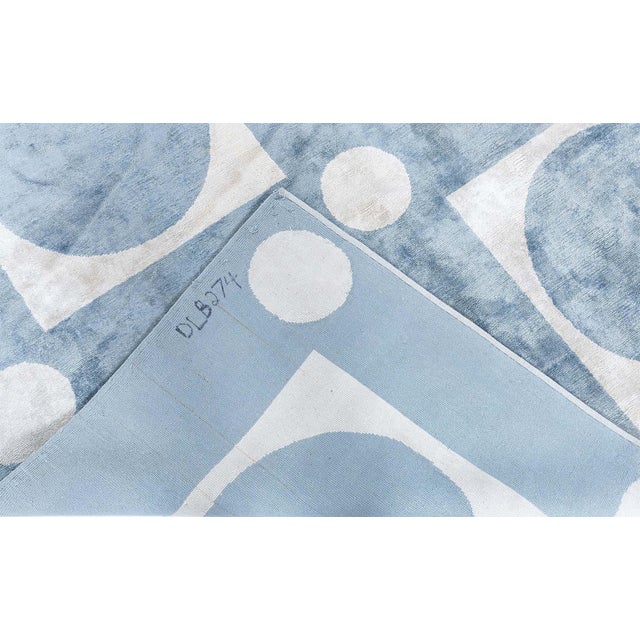 "Moongrid" Contemporary Art Deco Geometric Gray Silk Carpet by Doris Leslie Blau For Sale - Image 4 of 6