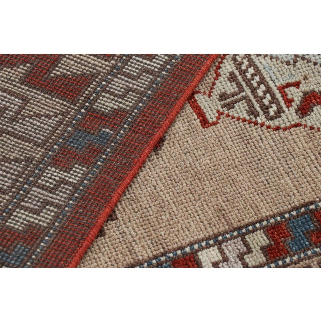 Textile Rug & Kilim’s Konya Style Rug in Taupe and Red With Geometric Patterns For Sale - Image 7 of 7