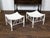 Pair of Vintage English Egyptian Revival White Thebes Stools with Curving Seats For Sale - Image 10 of 12