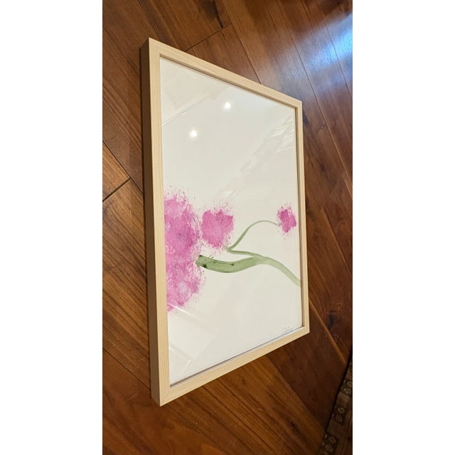 2025 D2 Abstract Painting of a Pink Hydrangea, Framed For Sale In Houston - Image 6 of 6
