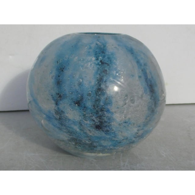 Glass Blue Art Glass Globe Vase Biot France For Sale - Image 7 of 8