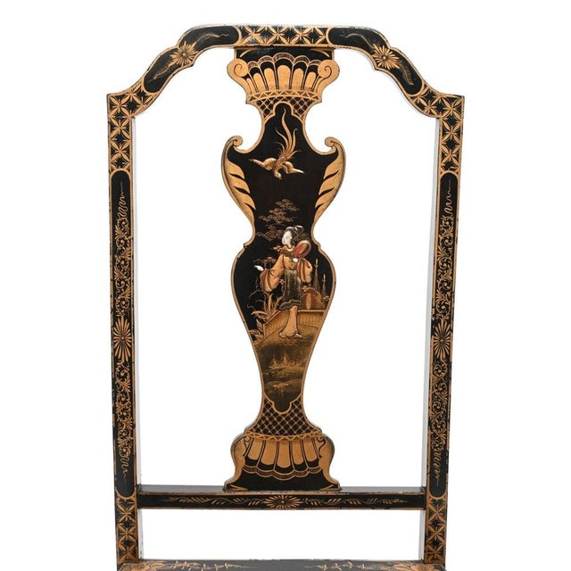 Wood Antique Lacquered Chinoiserie Side Chairs, 1900, Set of 2 For Sale - Image 7 of 12