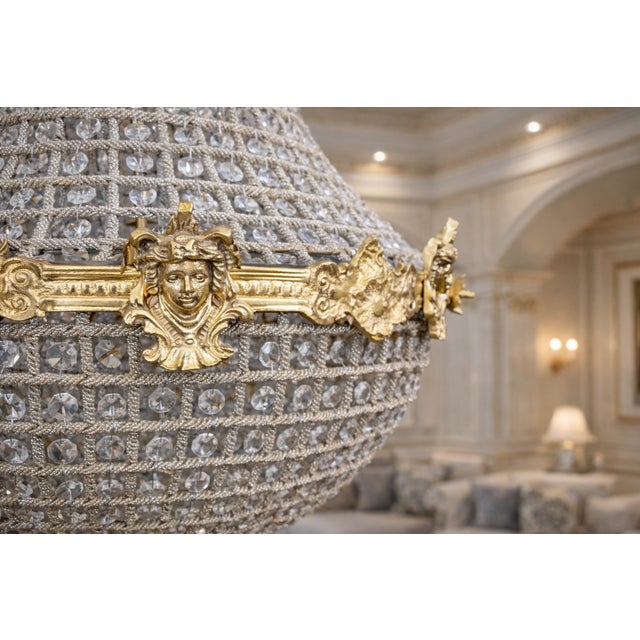 1970s French Louis XVI Gold Crystal Chandelier - 1 Pc For Sale - Image 4 of 7