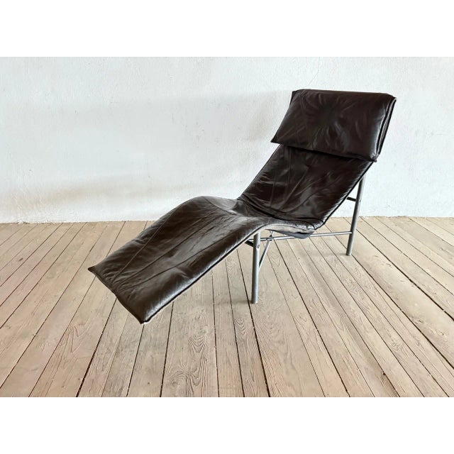 Skye Chaise Lounge in Black Leather by Tord Björklund for Ikea, 1970s For Sale - Image 10 of 18