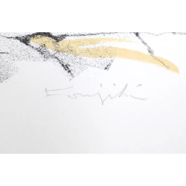 This lithograph in colors, titled "Le Matin (Buisson 56.64)," was created by the Japanese artist, Tsuguharo Foujita (1886...