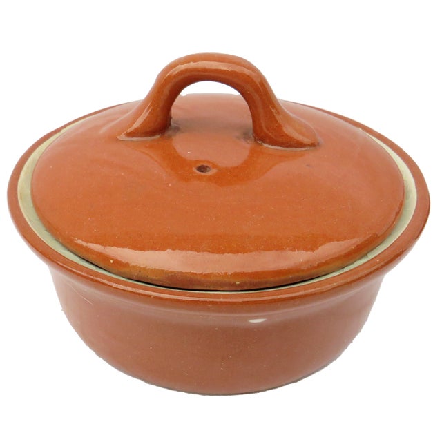 Vintage Glazed Terracotta Ramekins With Lids, Set of 5 For Sale - Image 4 of 5