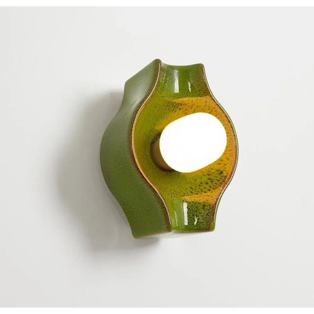 1970s Green Ceramic Sputnik Wall Light attributed to Cari Zalloni, Germany, 1970s For Sale - Image 5 of 6