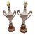 Pair of French Neoclassical Cut Crystal & Patinated Bronze Urn Lamps With Ram/Goat Head Handles For Sale