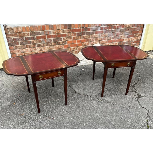 Mid 20th Century Pair of Leather-Top End Tables by Zangerle For Sale - Image 10 of 18