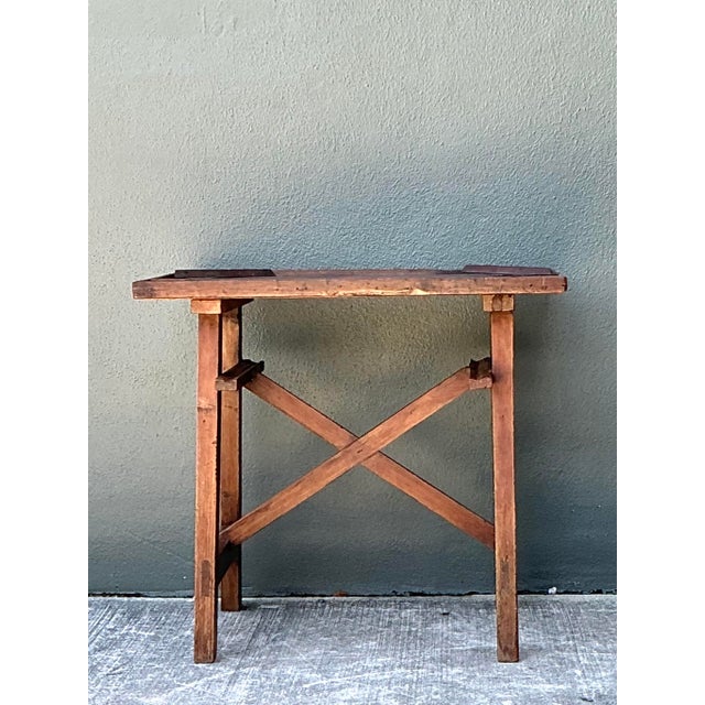 Infuse your space with soulful, organic character with this antique primitive side table. Masterfully hand-constructed...