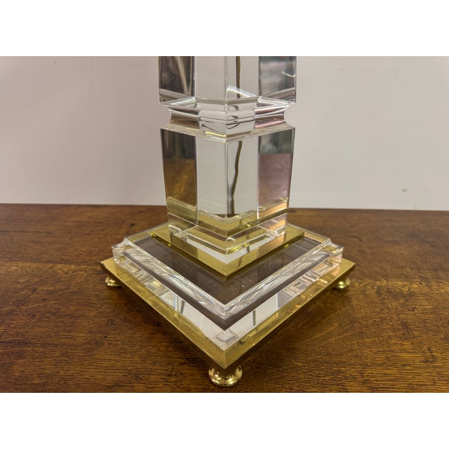 Acrylic and Brass Table Lamp in the style of Sandro Petti, 1970s For Sale - Image 12 of 13