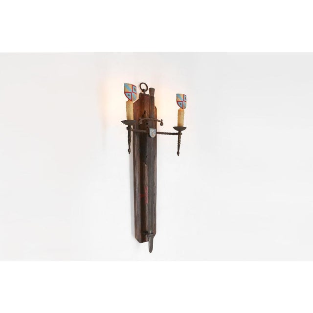 Mid-Century Modern Large Wall Lamp with Sword, 1950s For Sale - Image 3 of 15