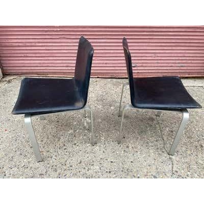 Mid 20th Century Jorgen Hoj for Johannes Hansen Aluminum and Leather Chairs 1962 For Sale - Image 5 of 12