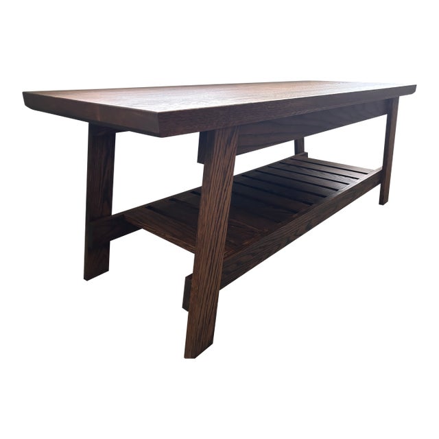 Handcrafted Red Oak Coffee Table For Sale
