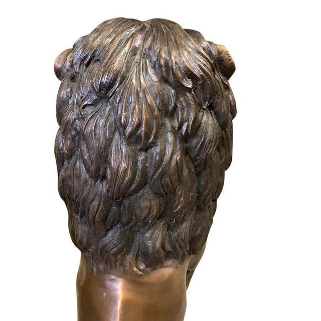 Metal Cast Bronze Sitting Lions, 20th Century, Set of 2 For Sale - Image 7 of 11