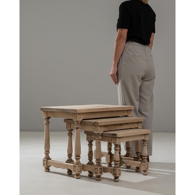 20th Century French Wooden Nesting Tables - Set of 3 For Sale - Image 11 of 18
